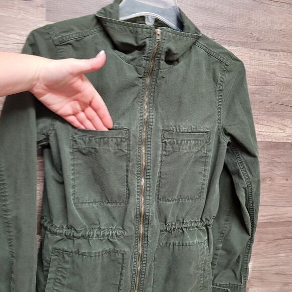 Gap Utility Cargo Military Jacket Olive Green Full Zip Lightweight Womens XS - Picture 10 of 16